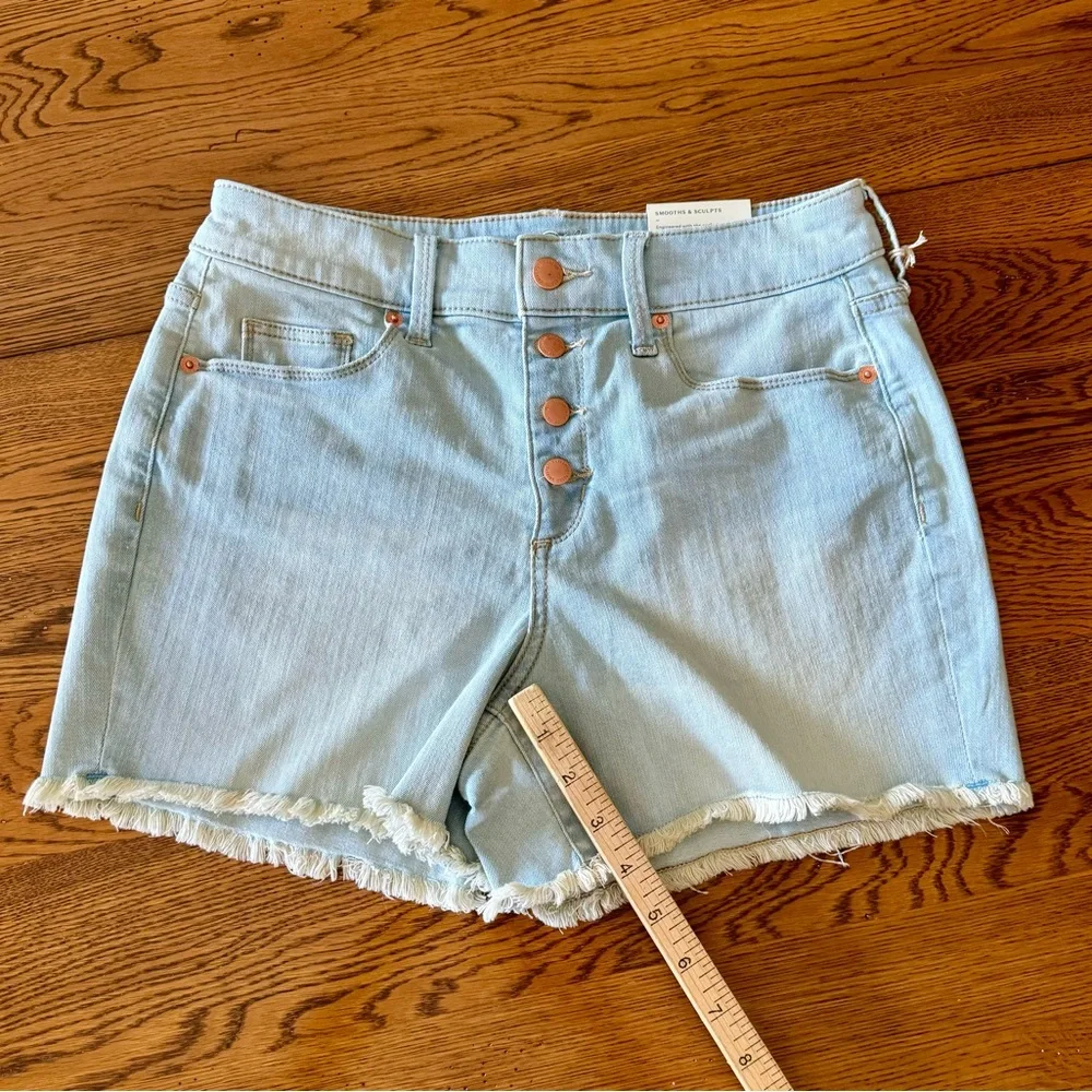 Light Wash High-Rise MIDI Jean Shorts 6/28 Button Fly by Universal Thread NEW